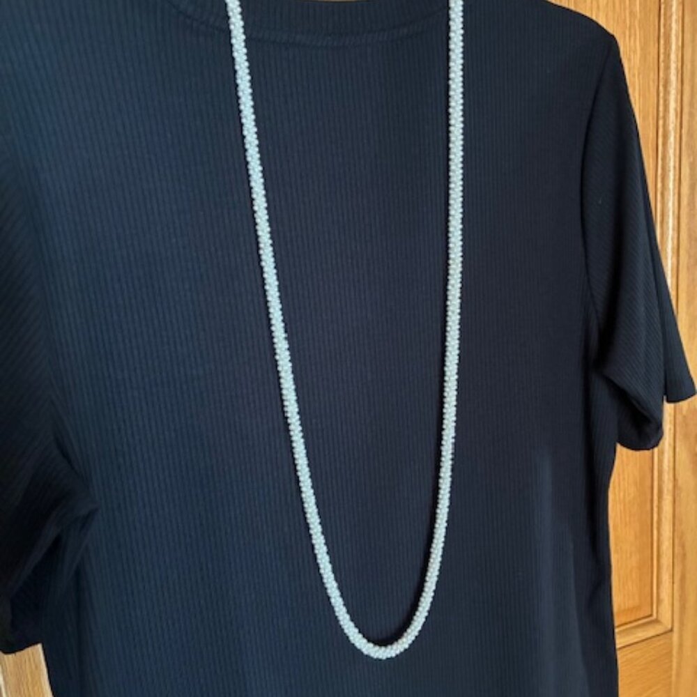 Long faux pearl cluster necklace